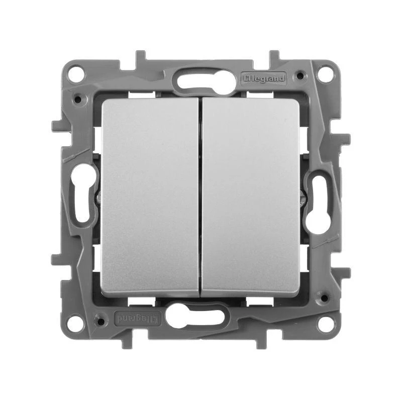 Legrand  | Выключатель 2-кл. СП Etika 10А IP20 250В 10AX авт. зажимы механизм алюм. Leg 672402