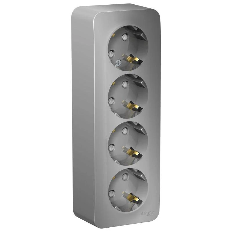 BLNRA011413 Systeme Electric | Розетка 4-м ОП Blanca 16А IP20 250В с заземл. защ. шторки с изолир. пластиной алюм. SE 