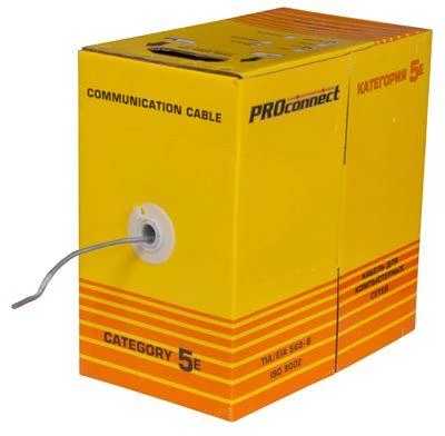 Кабель витая пара F/UTP кат.5e 4х2х24AWG solid CCA PVC INDOOR омедненный сер. (м) PROCONNECT 01-0142-3