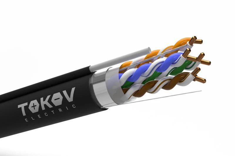 Кабель витая пара F/UTP 4х2х24AWG(0.48мм)+тросс кат.5E PE Fluke tested (м) TOKOV Eletrcic TKE-C05-F/UTP-42-5E-305-ODC