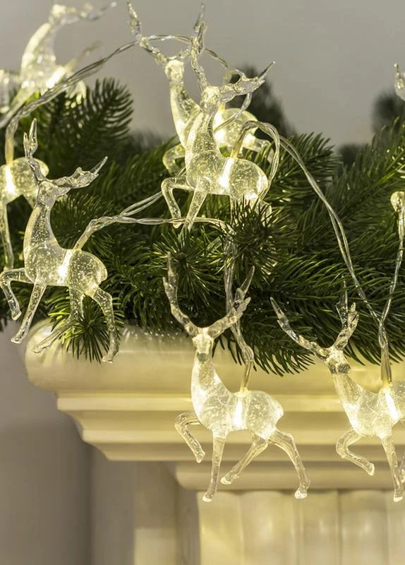 KOC_GIR-B115 КОСМОС | Гирлянда светодиодная "Олени" большие 7х4х1см 10LED тепл. бел. акрил прозрачный  