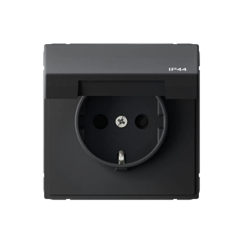 GAL441046 Systeme Electric | Розетка ArtGallery 16А IP44 с заземл. защ. шторки с крышкой механизм карбон SE 