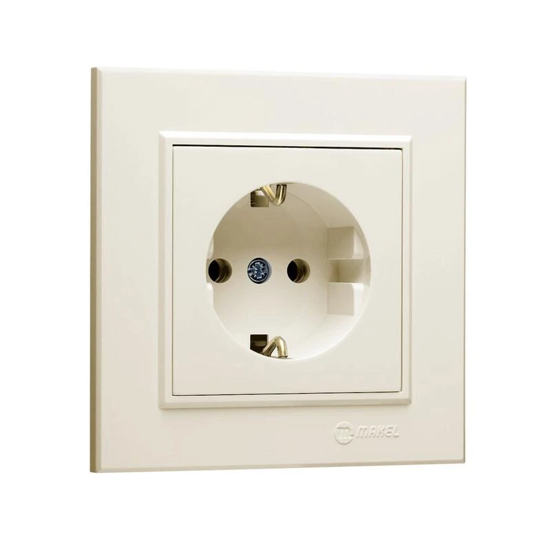 56010028 Makel | Розетка 1-м СП Karea 16А IP20 с/з крем.  