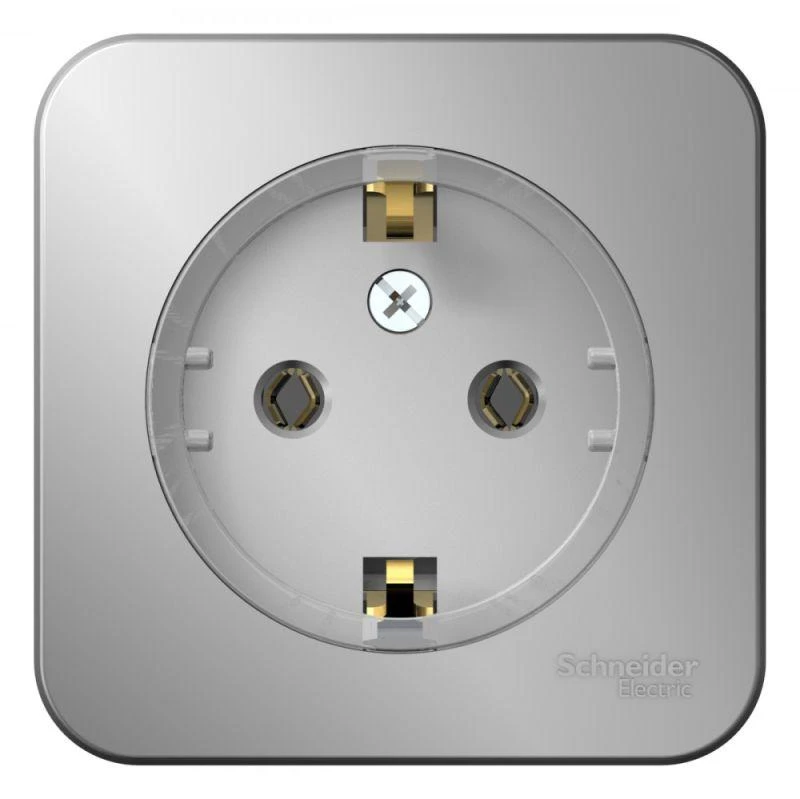 BLNRA110113 Systeme Electric | Розетка 1-м ОП Blanca 16А IP20 250В с заземл. без защ. шторок с изолир. пластиной (компакт) алюм. SE 