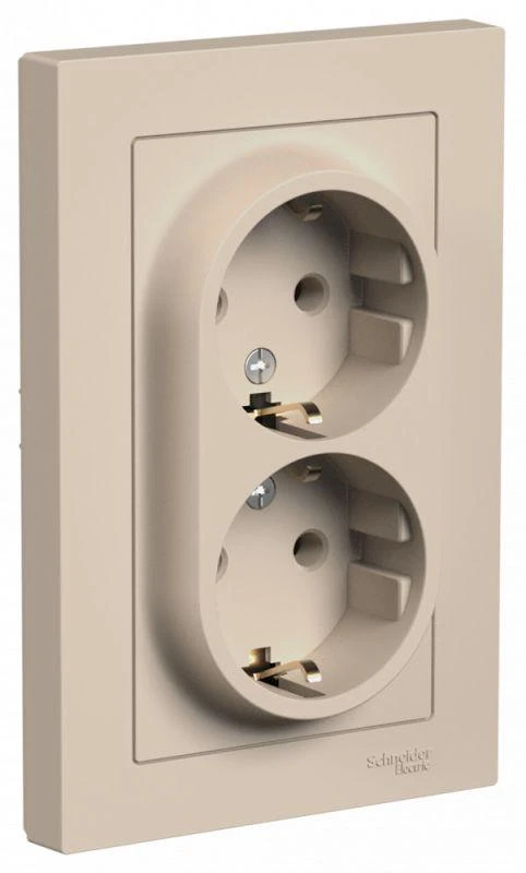 ATN001224 Systeme Electric | Розетка 2-м. AtlasDesign 16А с заземл. в сборе песочн. SE 