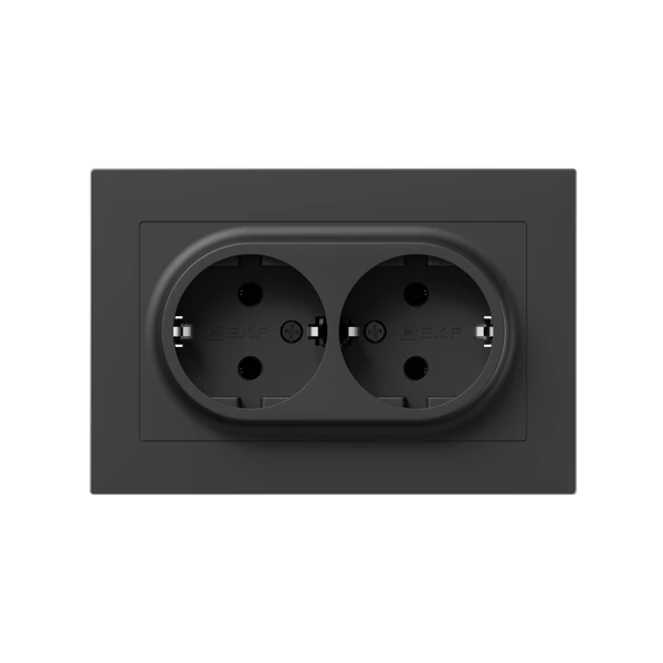 UP1-SOB-210 EKF | Розетка 2-м СП Эпика 16А с заземл. без защ. шторок с рамкой механизм черн.  