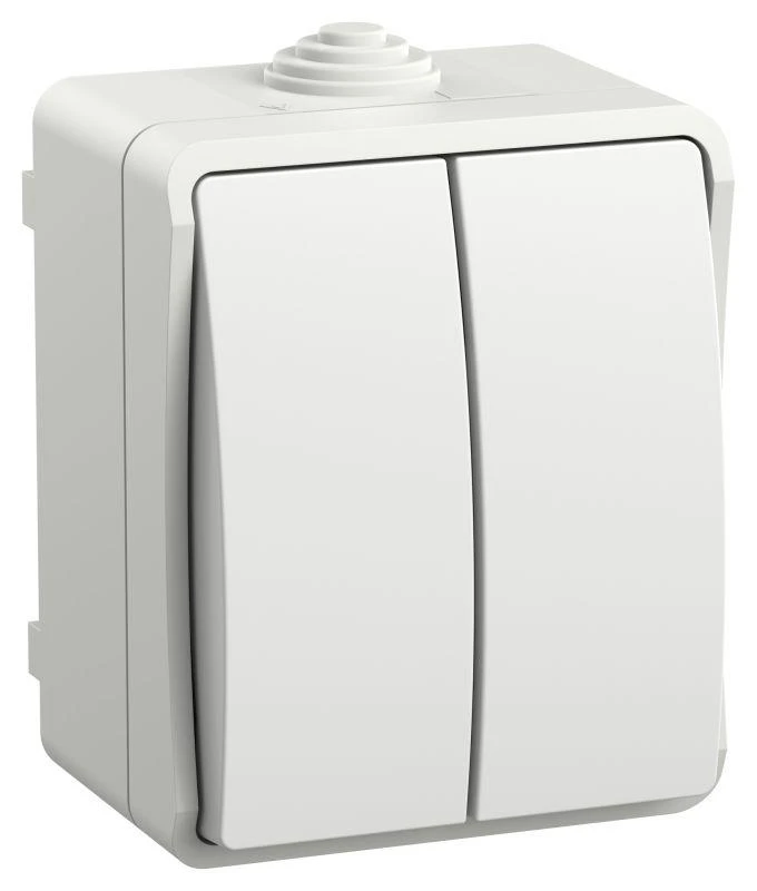 IEK  | Выключатель 2-кл. ОП Форс IP54 ВС20-2-0-ФБ бел.  EVS20-K01-10-54-DC