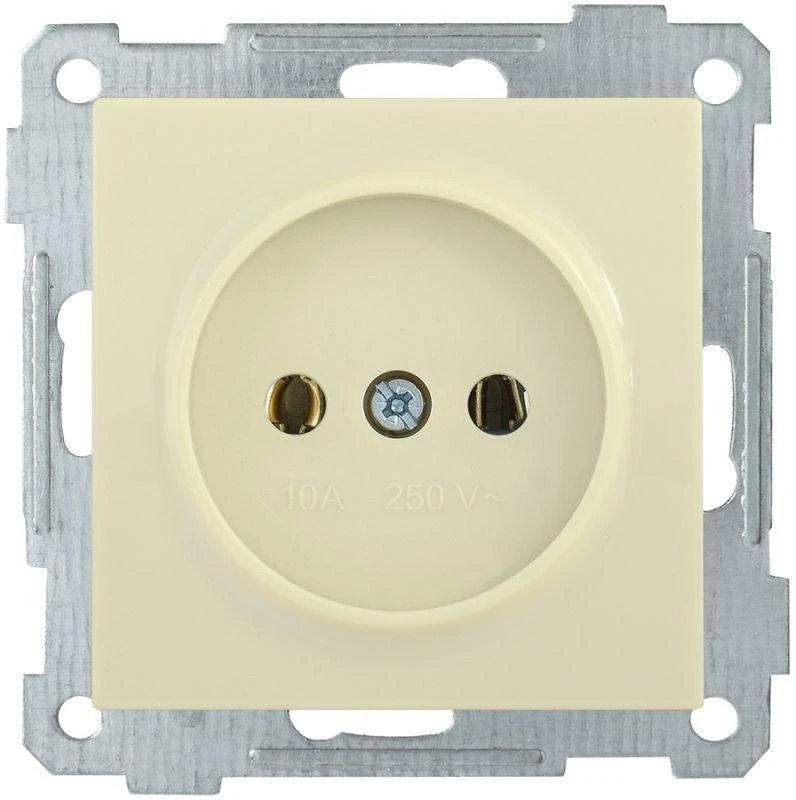 IEK  | Розетка 1-м СП Bolero РС10-1-0-Б 10А IP20 без заземл. механизм крем.  ERB10-K33-10