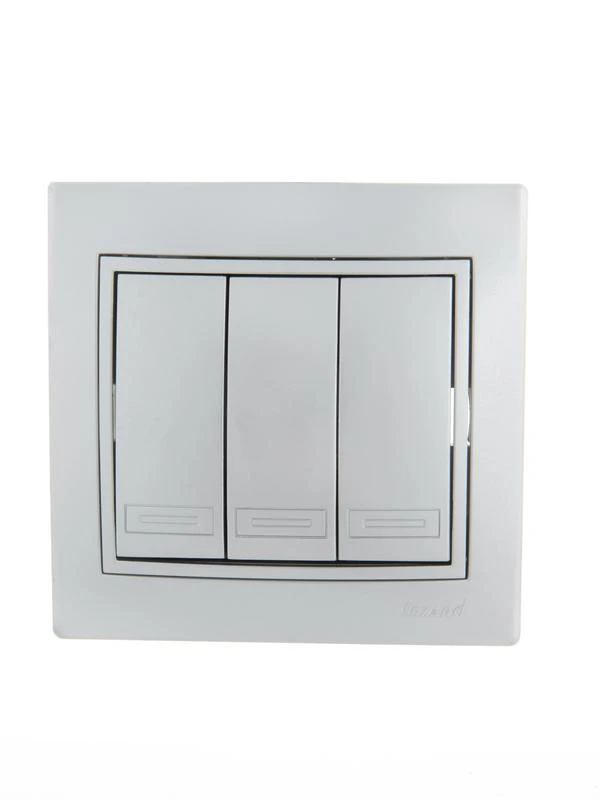 701-1010-109 LEZARD | Выключатель 3-кл. СП Mira 10А IP20 со вставкой сер. метал.  