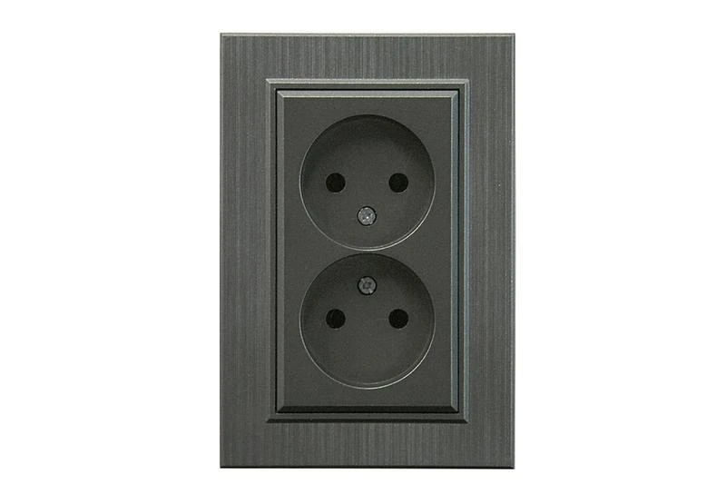 86050017 Makel | Розетка 2-я Karea LINE STAR без заземл. дым. металлик  