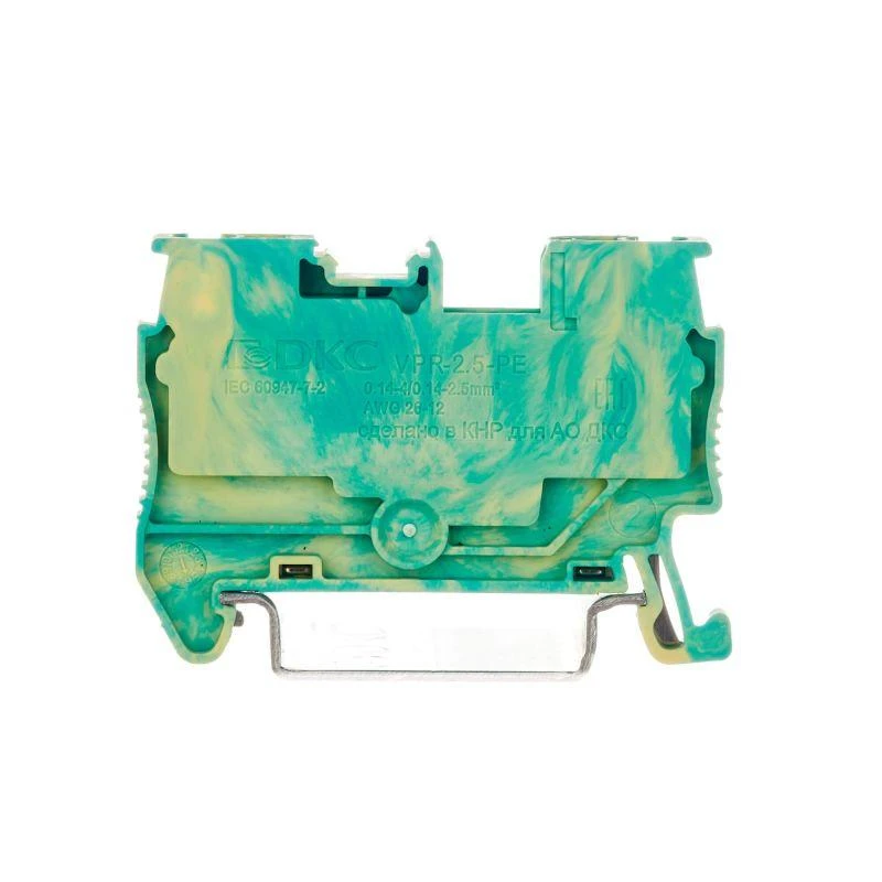 VPR-2.5-PE-YG DKC | Клемма заземления зажим push-in 2 точки подключения 2.5кв.мм   VPR-2.5-PE-YG изображение