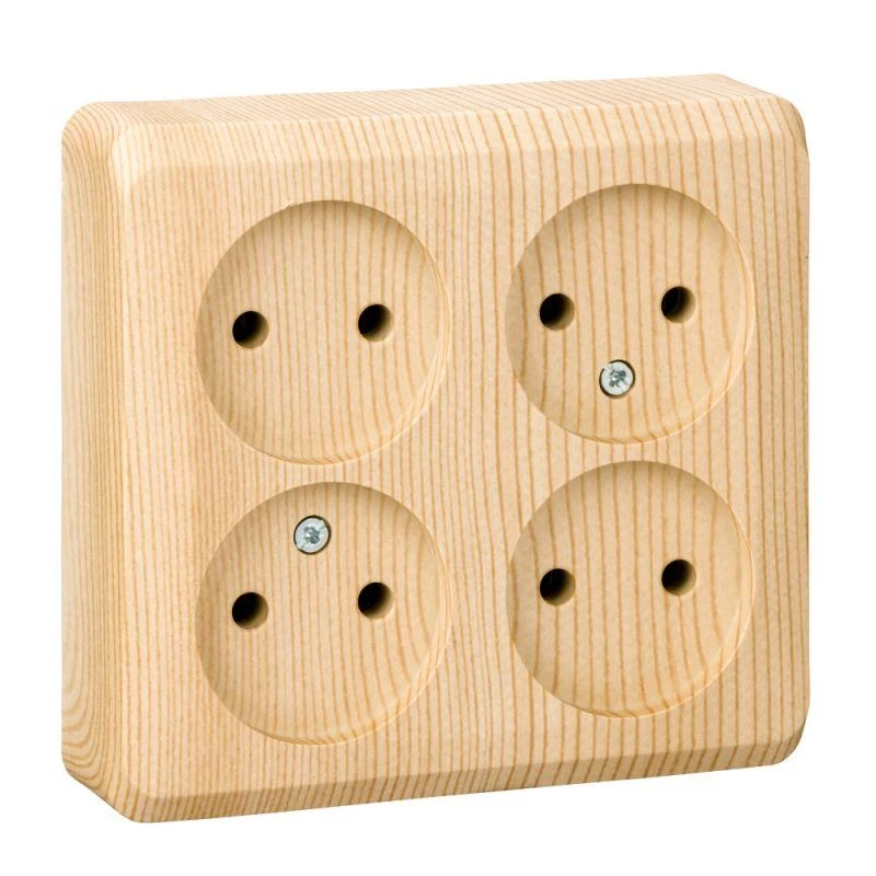 PA16-205D Systeme Electric | Розетка 4-м ОП Этюд 16А IP20 250В без заземл. без защ. шторок сосна SE 