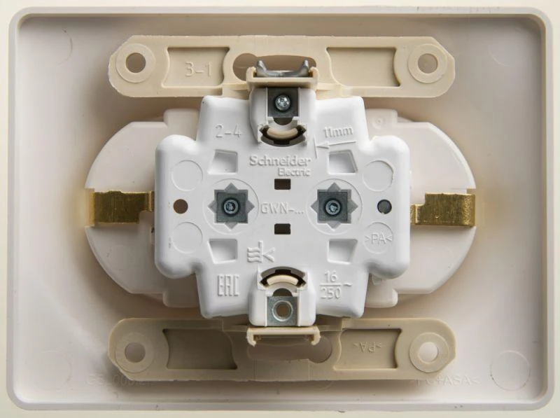 GSL000624 Systeme Electric | Розетка 2-м СП Glossa 16А IP20 с заземл. в сборе перламутр. SE 