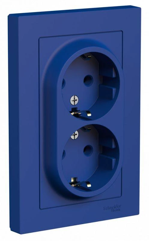 ATN001124 Systeme Electric | Розетка 2-м. AtlasDesign 16А с заземл. в сборе аквамарин SE 
