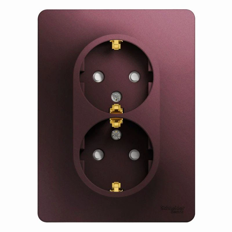 GSL001126 Systeme Electric | Розетка 2-м СП Glossa 16А IP20 250В с заземл. защ. шторки в сборе баклажан. SE 
