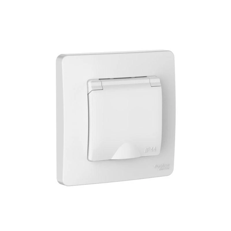 BLNRS441111 Systeme Electric | Розетка 1-м СП Blanca 16А IP44 250В с заземл. защ. шторки с крышкой бел. SE 