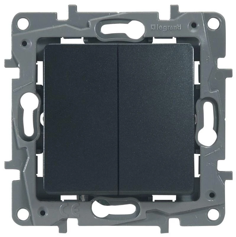 Legrand  | Переключатель 2-кл. СП Etika Plus 10А IP20 250В 10AX безвинтов. зажимы механизм антрацит Leg 672612