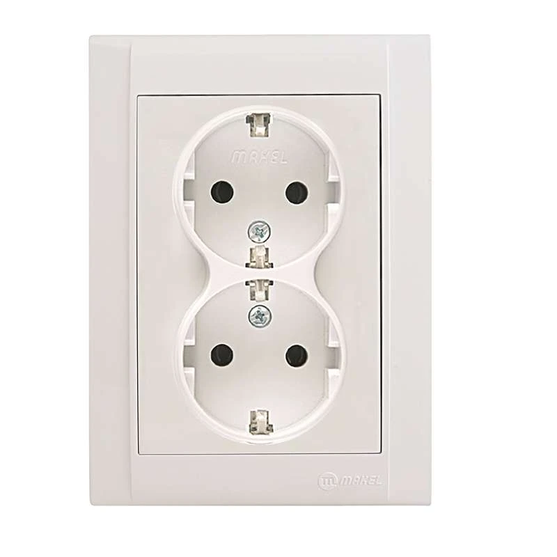 42001057 Makel | Розетка 2-м СП Defne 16А IP20 с заземл. бел.  