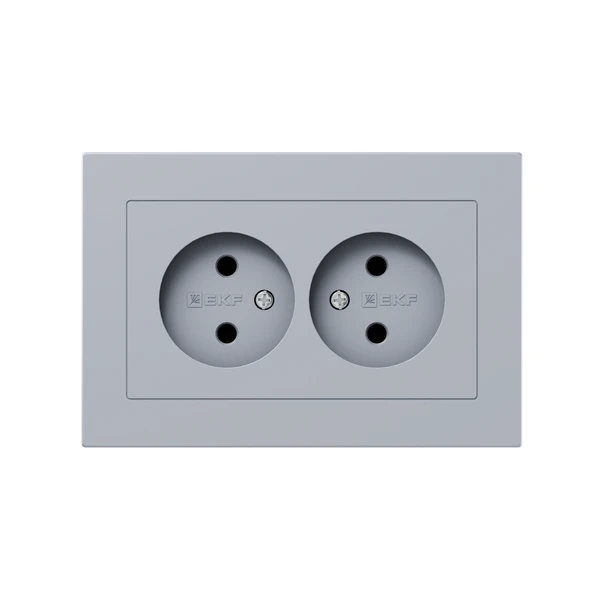 UP1-SOA-200 EKF | Розетка 2-м СП Эпика 16А без заземл. без защ. шторок с рамкой механизм алюм.  