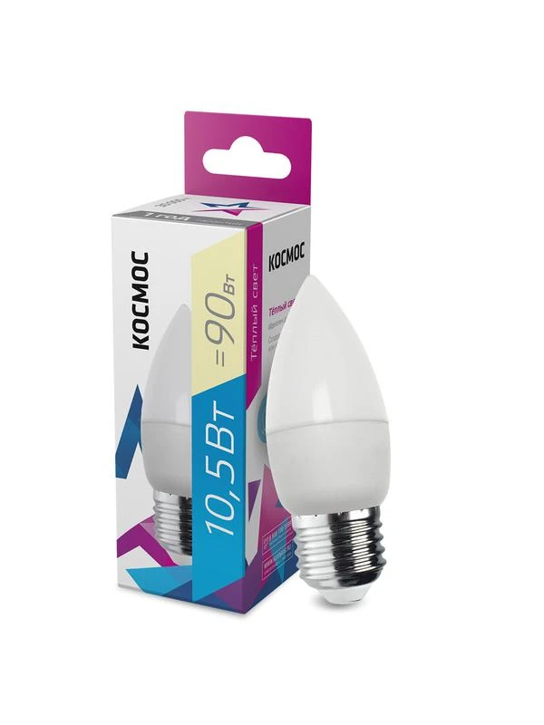 LkecLED10.5wCNE2730 КОСМОС | Лампа светодиодная 10.5Вт свеча 3000К тепл. бел. E27 220В  