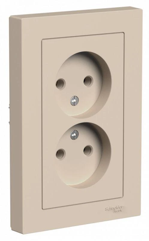 ATN001220 Systeme Electric | Розетка 2-м. AtlasDesign 16А без заземл. в сборе песочн. SE 