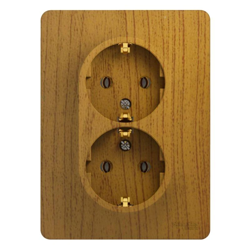 GSL000524 Systeme Electric | Розетка 2-м СП Glossa 16А IP20 с заземл. в сборе дерево дуб SE 