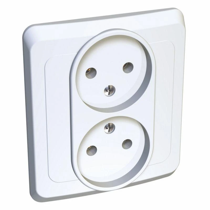 PC16-005B Systeme Electric | Розетка 2-м СП Этюд 16А IP20 250В без заземл. без защ. шторок бел. SE 
