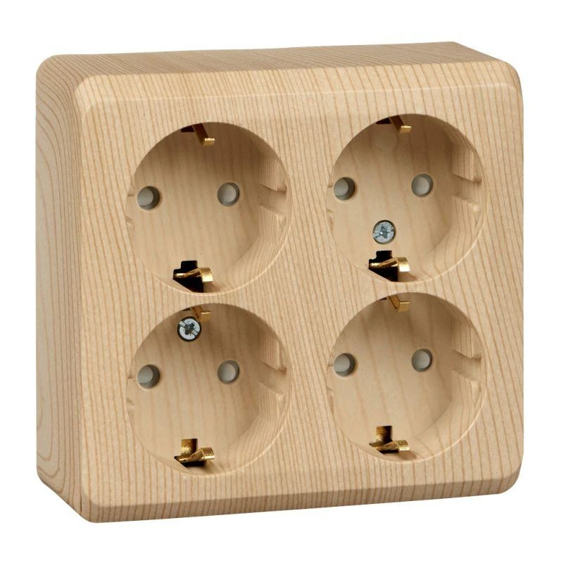 PA16-208D Systeme Electric | Розетка 4-м ОП Этюд 16А 250В с заземл. с заземл. защ. шторки сосна SE 