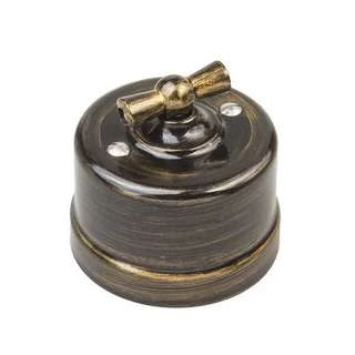 B1-202-25 Bironi | Выключатель поворотный 2-кл. ОП Лизетта 10А IP20 ретро 4 полож. ABS-пластик бронз.  