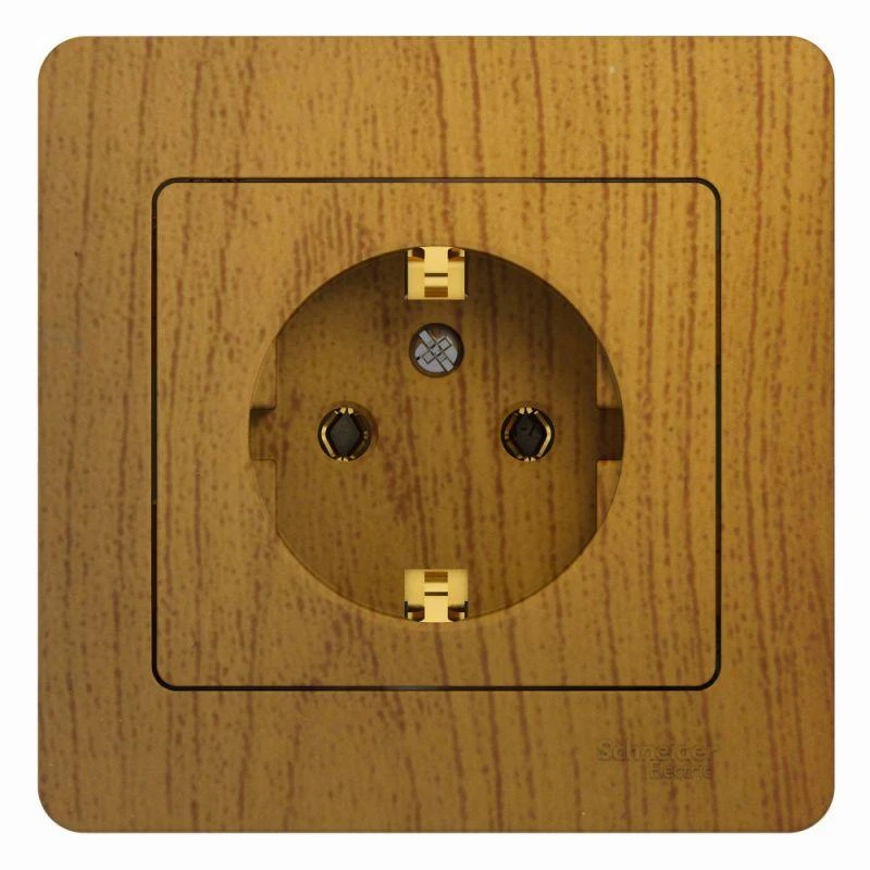 GSL000542 Systeme Electric | Розетка 1-м СП Glossa 16А IP20 с заземл. в сборе дерево дуб SE 
