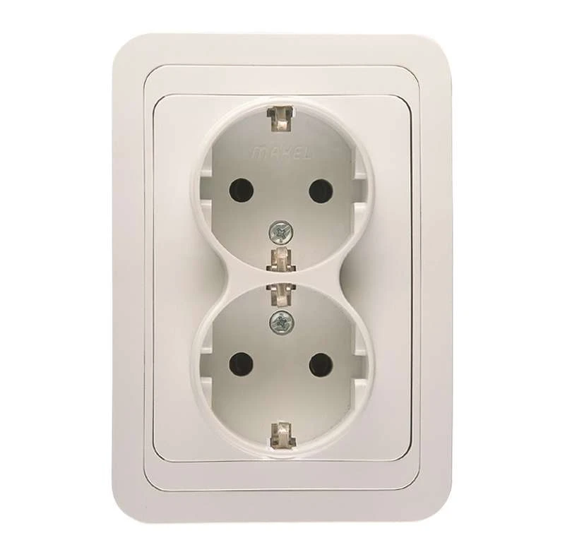 12082 Makel | Розетка 2-м СП Mimoza 16А IP20 с заземл. бел./бел.  