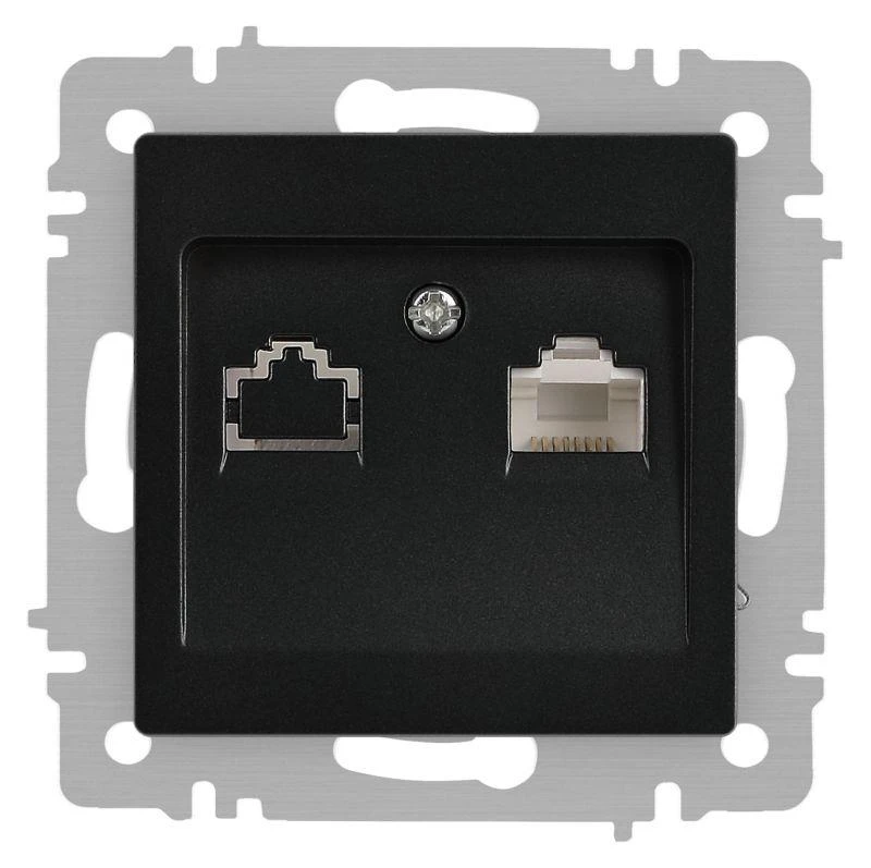 Розетка Accent 6-303-05 информационная RJ45 IP20 СУ антрацит Intro Б0063634