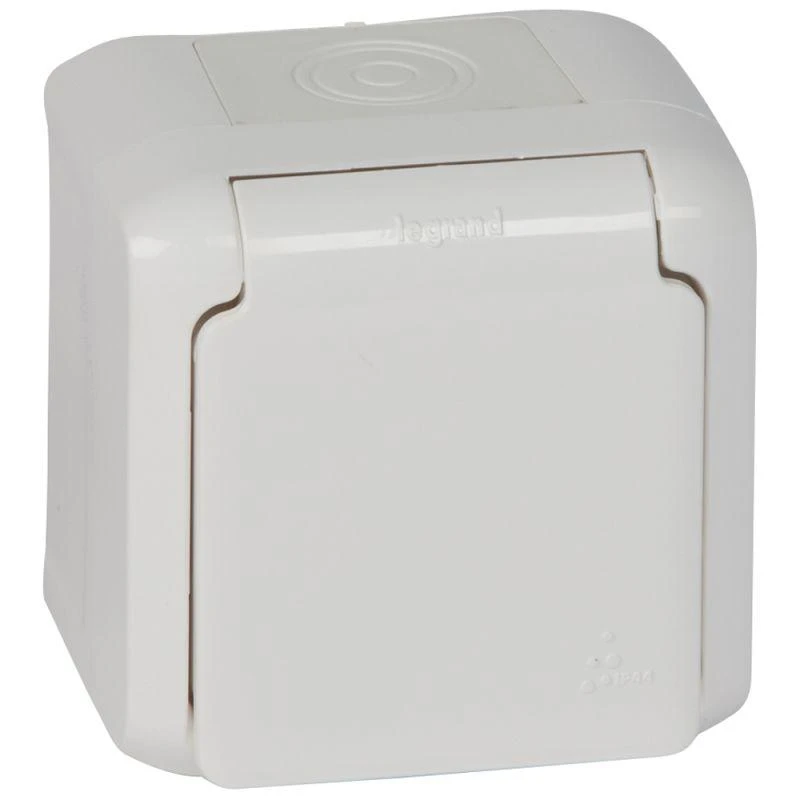 782321 Legrand | Розетка 1-м ОП Quteo 16А IP44 250В 2P+E с заземл. защ. шторки с крышкой бел. Leg 