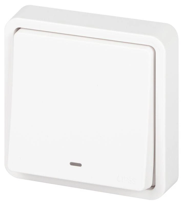 Б0063279 Эра | Выключатель Эксперт 11-1522-01 с подсветкой IP55 10АХ-250В СУ бел.  