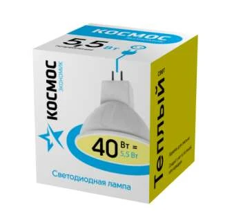LkecLED5.5wJCDRC30 КОСМОС | Лампа светодиодная "Экономик" JCDR 5.5Вт 220В GU5.3 3000К Космос 
