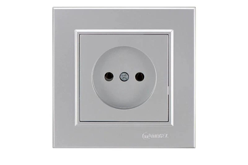 56065022 Makel | Розетка 1-м СП Karea 10А IP20 б/з сереб.  