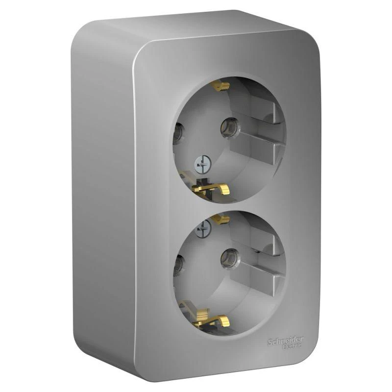 BLNRA010213 Systeme Electric | Розетка 2-м ОП Blanca 16А IP20 250В с заземл. без защ. шторок с изолир. пластиной алюм. SE 