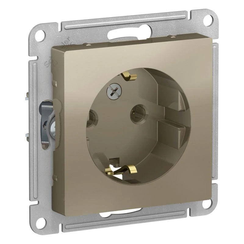 ATN000543 Systeme Electric | Розетка 1-м СП AtlasDesign 16А IP20 с заземл. механизм шампань SE 