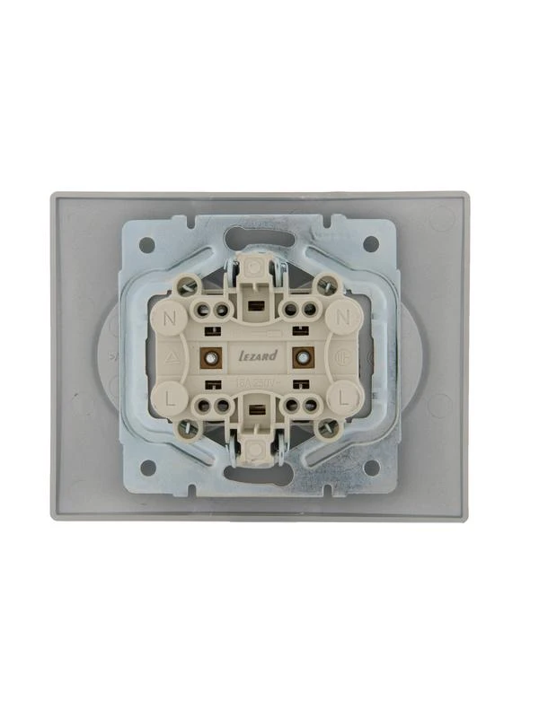 707-4300-128B LEZARD | Розетка 2-м СП Karina 16А IP20 без заземл. термопласт матов. серебр.  