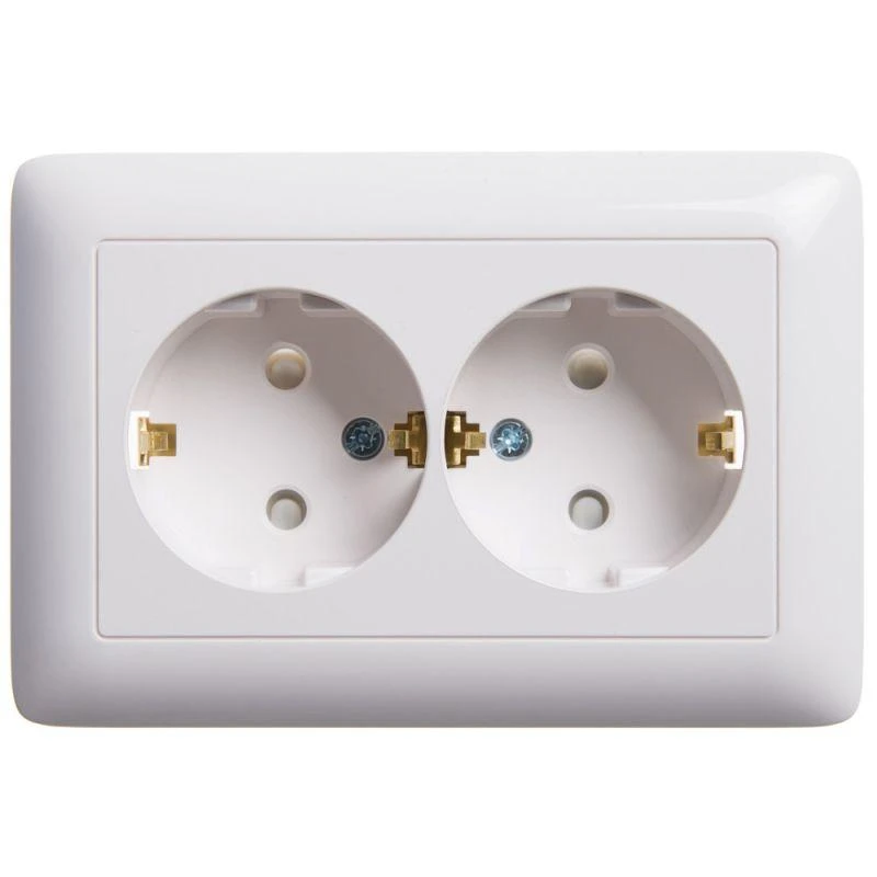 RS16-231-B Systeme Electric | Розетка 2-м СП Хит 16А IP20 с заземл. защ. шторки бел. SE 