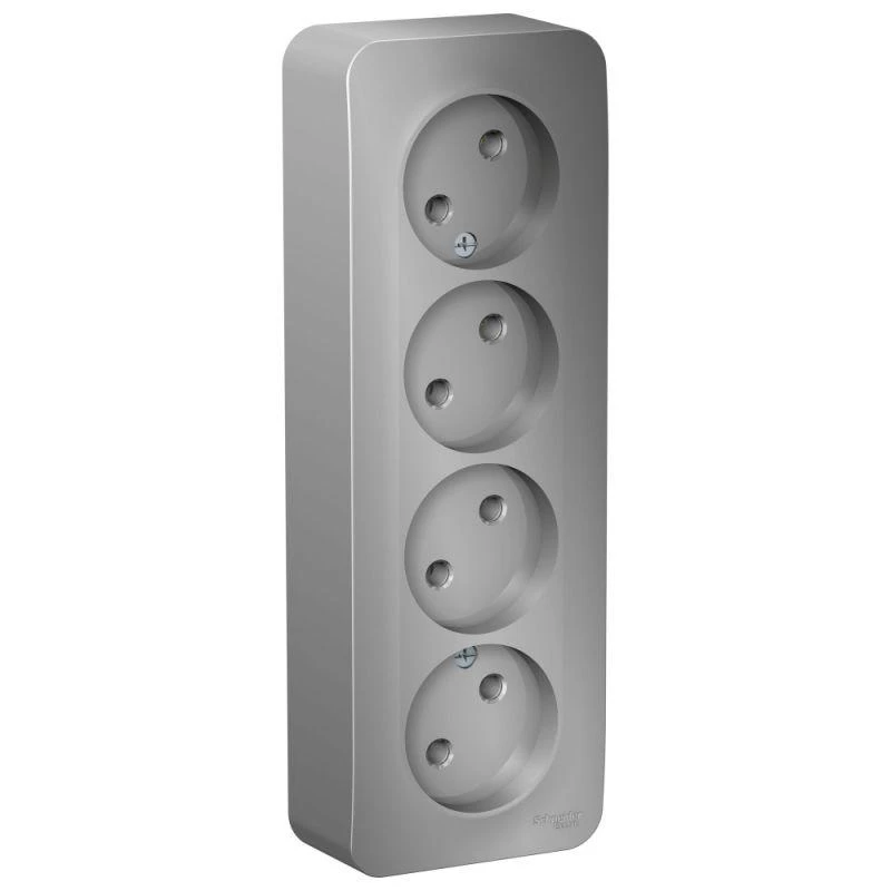 BLNRA000413 Systeme Electric | Розетка 4-м ОП Blanca 16А IP20 250В без заземл. без защ. шторок с изолир. пластиной алюм. SE 