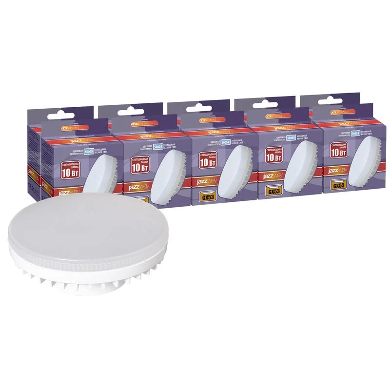 1029300 JazzWay | Лампа светодиодная PLED-GX53 10Вт 5000К холод. бел. GX53 840лм 230В 50Гц (эквивалент ЛОН 75Вт) (уп.10шт)  
