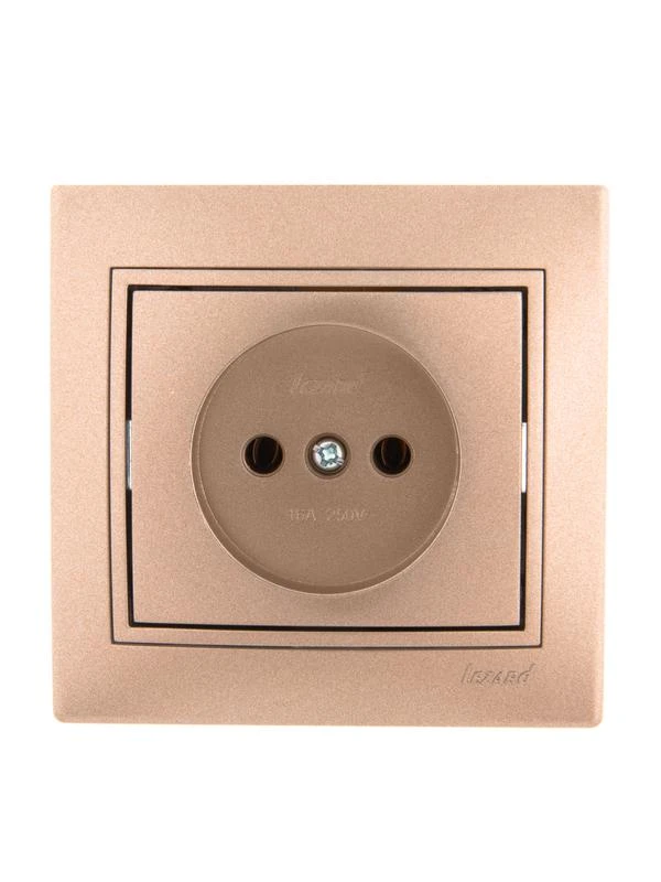 701-3131-121 LEZARD | Розетка 1-м СП Mira 16А IP20 без заземл. со вставкой керамика свет. корич. перламутр.  