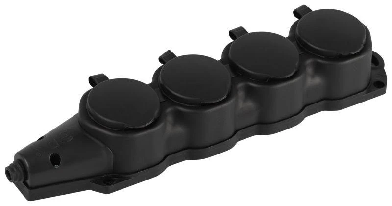 Б0068394 Эра | Колодка 4-м с заземл. 16A IP44 KX-4e-B-IP44 каучук. черн.  