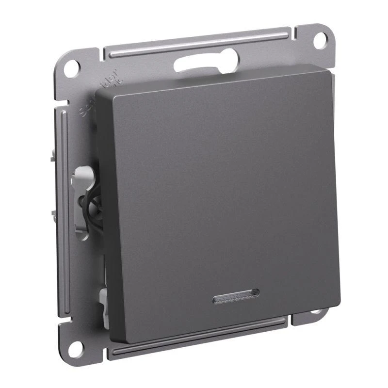 ATN001413 Systeme Electric | Выключатель 1-кл. AtlasDesign (сх. 1а) 10AX с подсветкой механизм базальт SE 