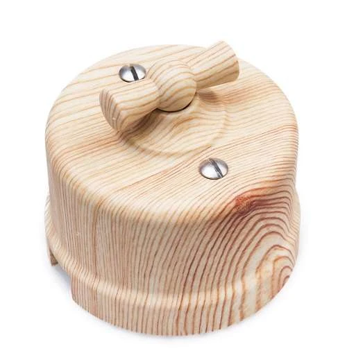 B1-201-13 Bironi | Выключатель проходной поворотный 1-кл. ОП Лизетта 10А IP20 ретро 2 полож. ABS-пластик карельская сосна  