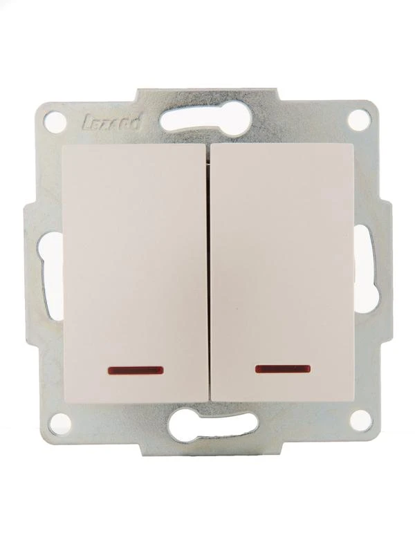 707-3088-112 LEZARD | Выключатель 2-кл. 1п СП Karina 10А IP20 с подсветкой механизм жемчуж./бел. перламутр.  