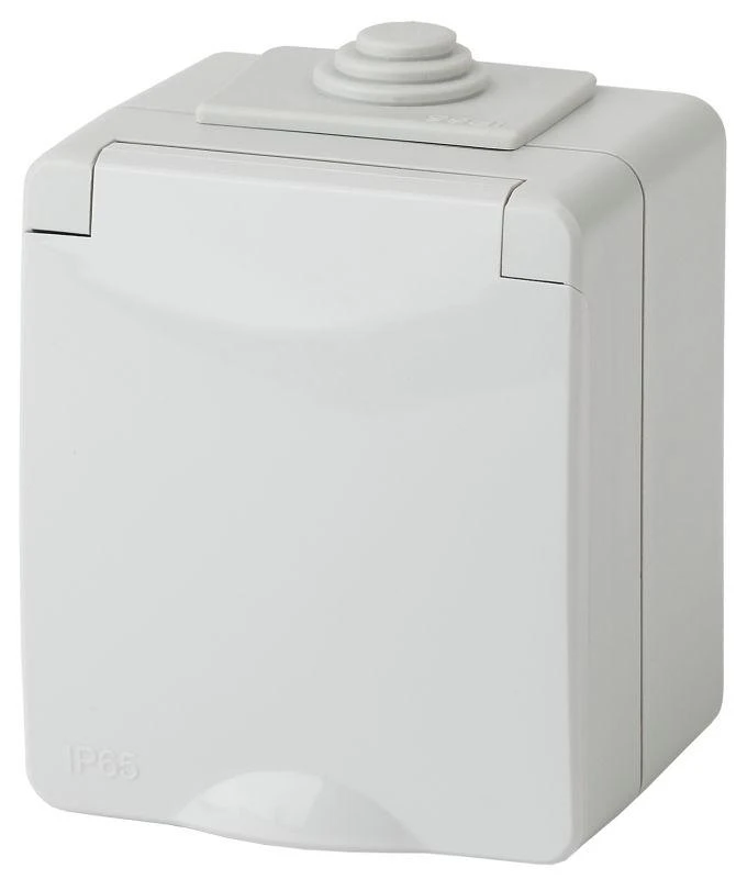 Б0035990 Эра | Розетка 1-м ОП  Эксперт 11-2602-03 16А IP65 250В 2P+E защ. шторки сер.  