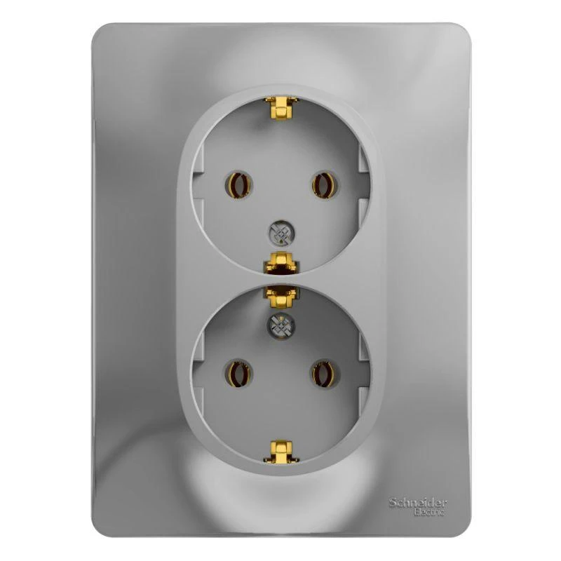 GSL000324 Systeme Electric | Розетка 2-м СП Glossa 16А IP20 с заземл. в сборе алюм. SE 