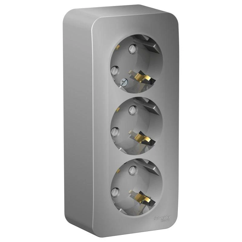 BLNRA011313 Systeme Electric | Розетка 3-м ОП Blanca 16А IP20 250В с заземл. защ. шторки с изолир. пластиной алюм. SE 